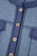 Beau Blue Patchwork Pocket Short Sleeve Jumpsuit