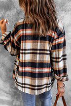 Green Geometric Plaid Print Pocketed Shacket