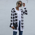 Ladies Tie Dye Leopard Print Knit Cardigan Jacket