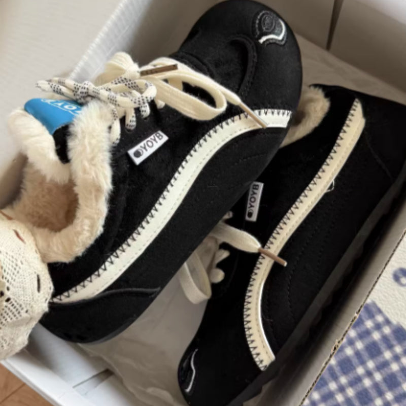 Dachshund Embroidered Plush Slip-On Sneakers