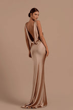 Mermaid Bridesmaid Dresses For Wedding Deep V Neck Satin Prom Dress Long Formal Evening Gowns For Women