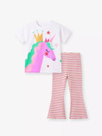 Children's Unicorn Graphic Tee and Striped Pants Set