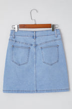 Beau Blue Western Embroidered Denim Mini Skirt
