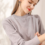 Lightweight Long-sleeve Crew-neck Wool Knit Sweater