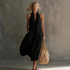 Women's Retro V-Neck Slip Dress – Loose Fit Sleeveless