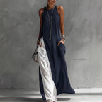 Women's Sleeveless Off-Shoulder Loose Maxi Dress with Pockets
