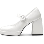 Cellenz Women Size 8.5 White 4" Heels Mary Jane Square Toe Buckle Strap Shoes