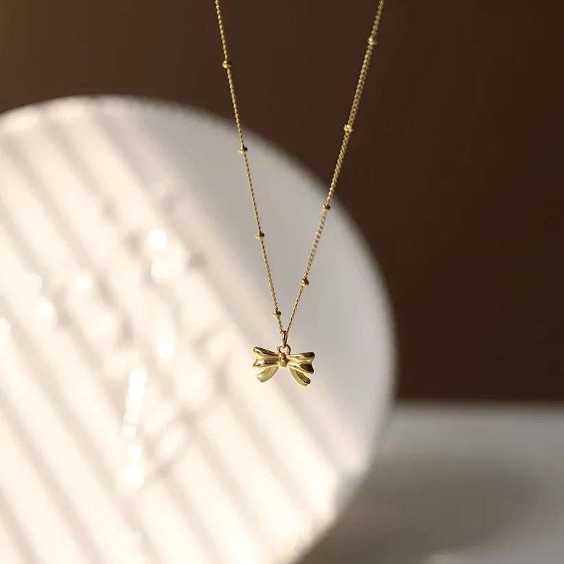 Dainty Bow Pendant Necklace - Sori Style