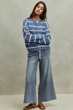 SO ME Mid Rise Elastic Waist Flare Denim Jeans
