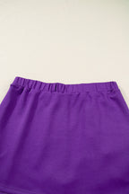Wisteria Collar Half Zip Pullover Mini Skirt Plus Size 2pcs Set