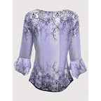 Women’s V-Neck 3/4 Sleeve Button-Front Tunic Blouse