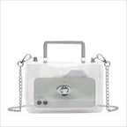 Women's Transparent evening Clutch Bag – Stylish Clear Crossbody Shoulder purse with Removable Gold Chain Strap
