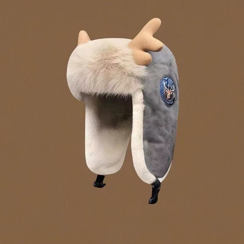 Women's Winter Plush Thickened Warm Deer Antler Hat