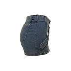 Retro Asymmetrical-hem Fashionably Designed Washed Denim Shorts