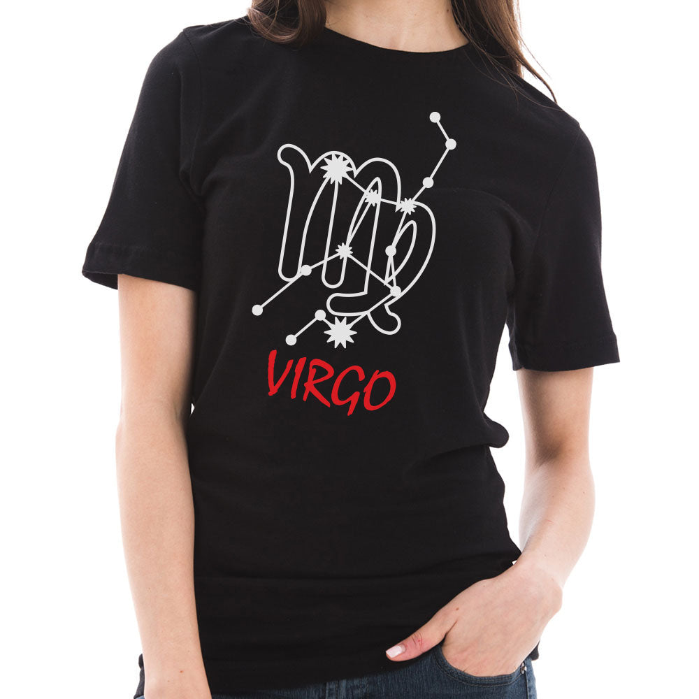 Zodiac Virgo Sign Graphic Design Short Sleeve Cotton Jersey T-Shirt