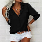 Women's Lapel Shirt Long Sleeve Casual Button Shirt