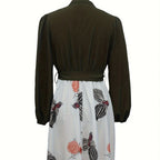 Ladies' Fashion Printed V-neck Waist Strap Casual Dress