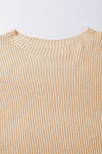Apricot Side Slit Short Sleeve Oversized Sweater