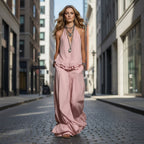 Women's V-Neck Ruffle-Trim Puff-Sleeve Two-Piece Set