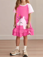 Children's Unicorn Ruffled Hem Dress