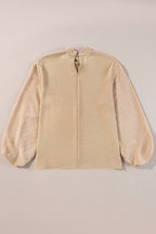 Gossamer Pink Swiss Dot Balloon Sleeve Loose Blouse