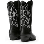 Dream Pairs Womens Size 6.5 Black Faux Leather 2" Heel Cowboy Western Boots