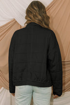 Khaki Zip-Up Pocket Quilted Jacket
