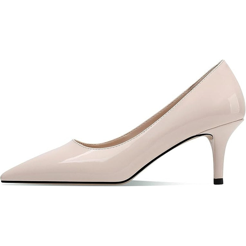 New CosyFever Women Size 7.5W Wide Tan 2.6" Heel Pointed Toe Slide On Pump Shoes