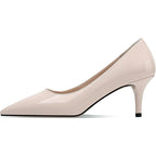 New CosyFever Women Size 7.5W Wide Tan 2.6" Heel Pointed Toe Slide On Pump Shoes