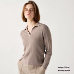 Women’s Ribbed Half-Open Collar Sweater