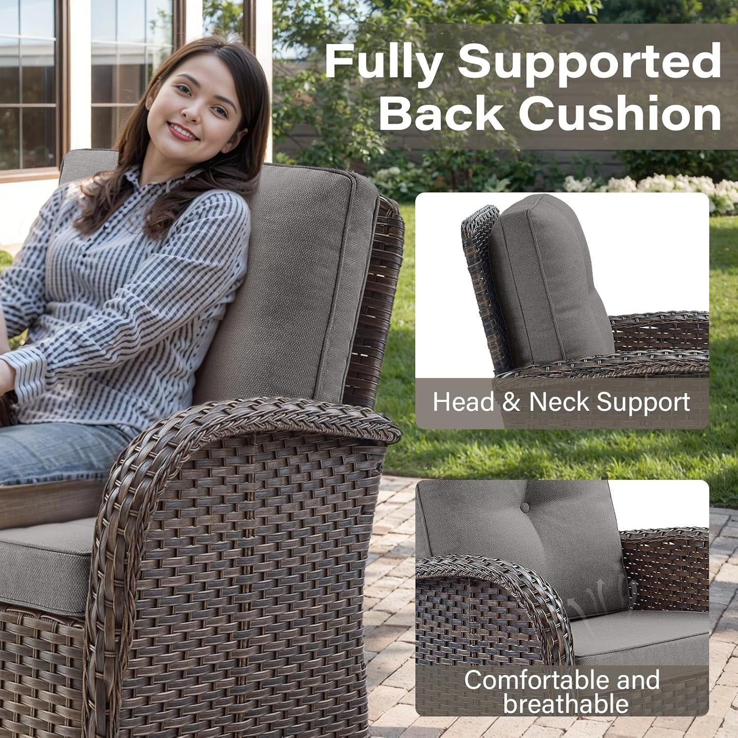 Outdoor Patio Furniture Set With 43In Fire Pit Table Brown