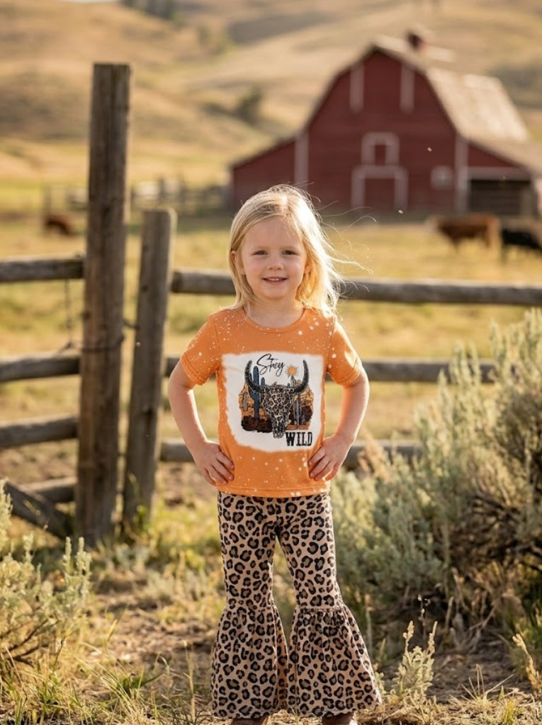 Western  Leopard Print Girls Set