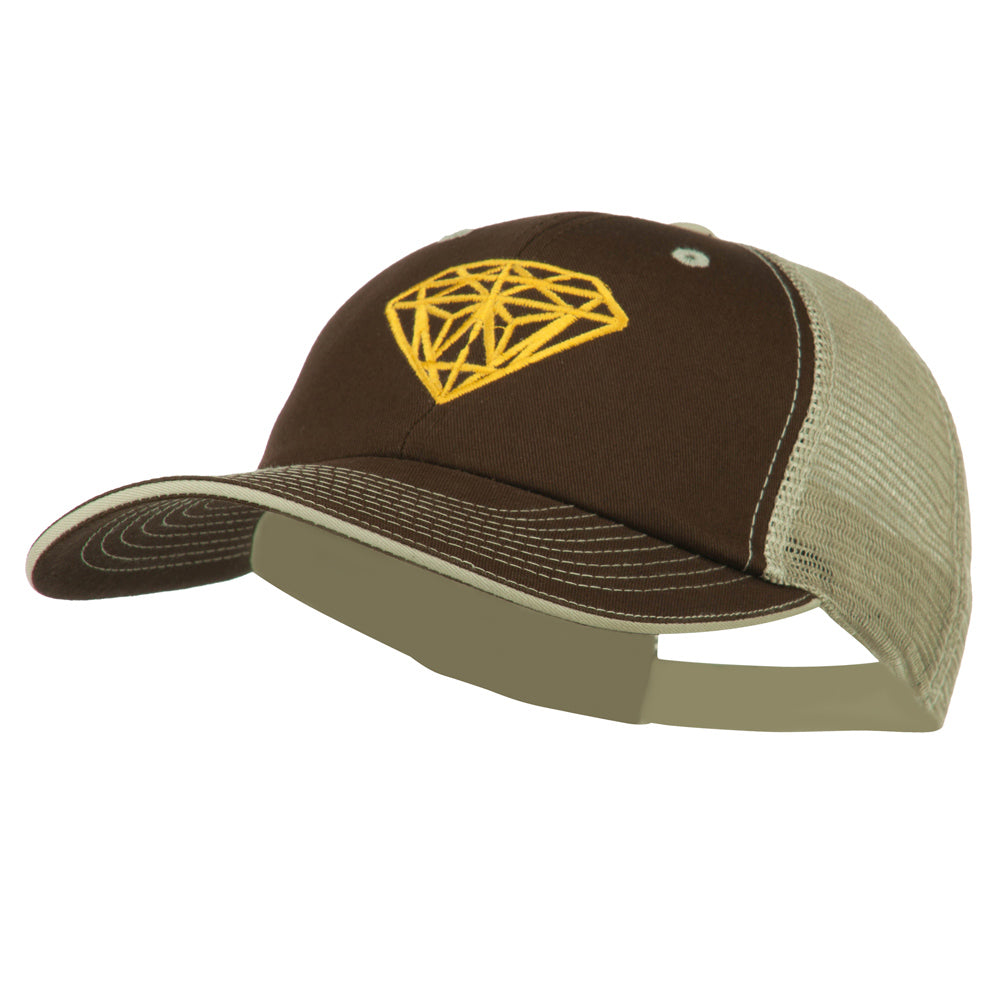 Diamond Outline Embroidered Big Size Washed Mesh Cap