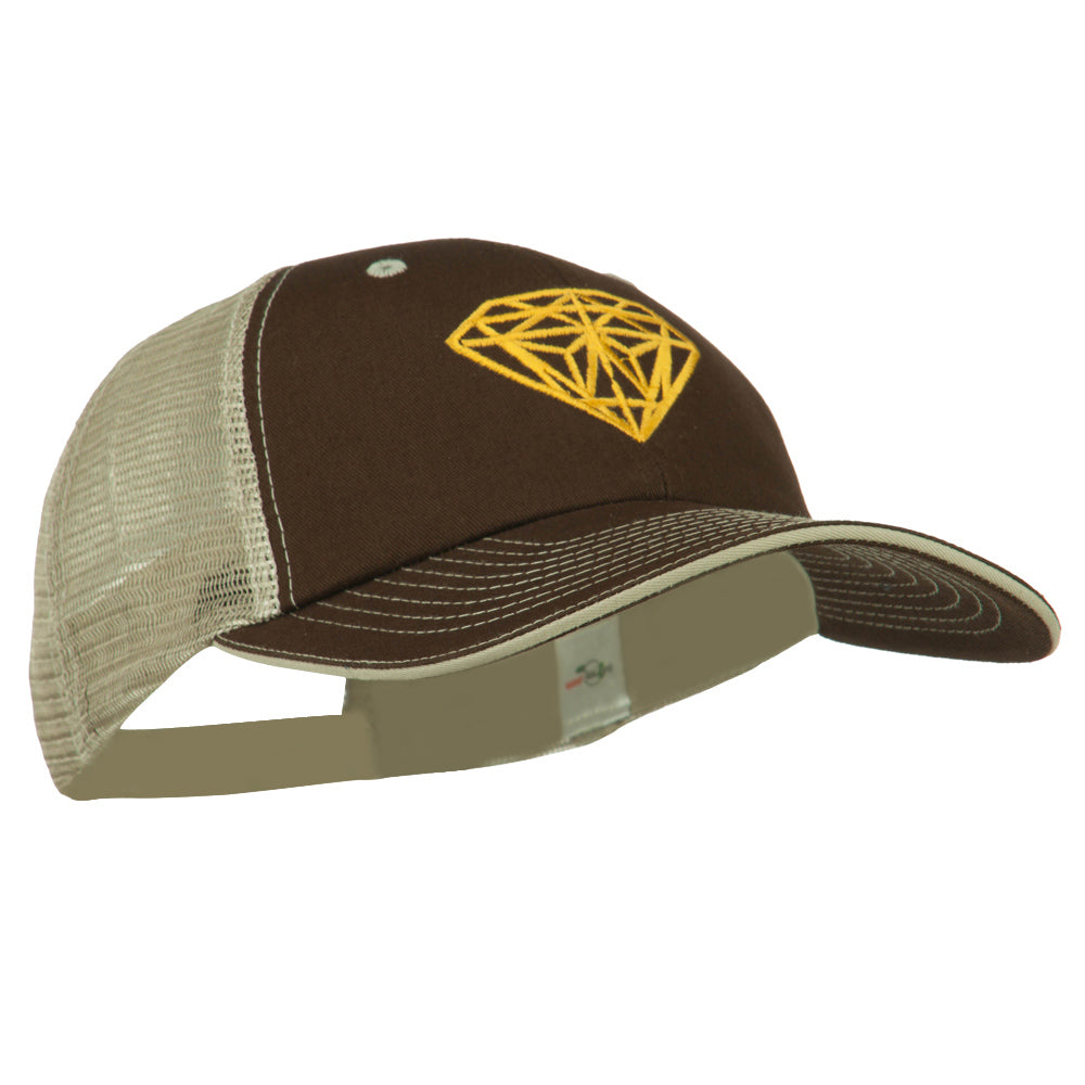 Diamond Outline Embroidered Big Size Washed Mesh Cap