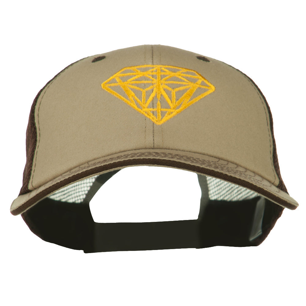 Diamond Outline Embroidered Big Size Washed Mesh Cap