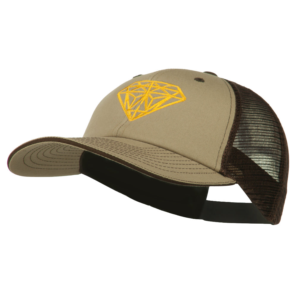 Diamond Outline Embroidered Big Size Washed Mesh Cap