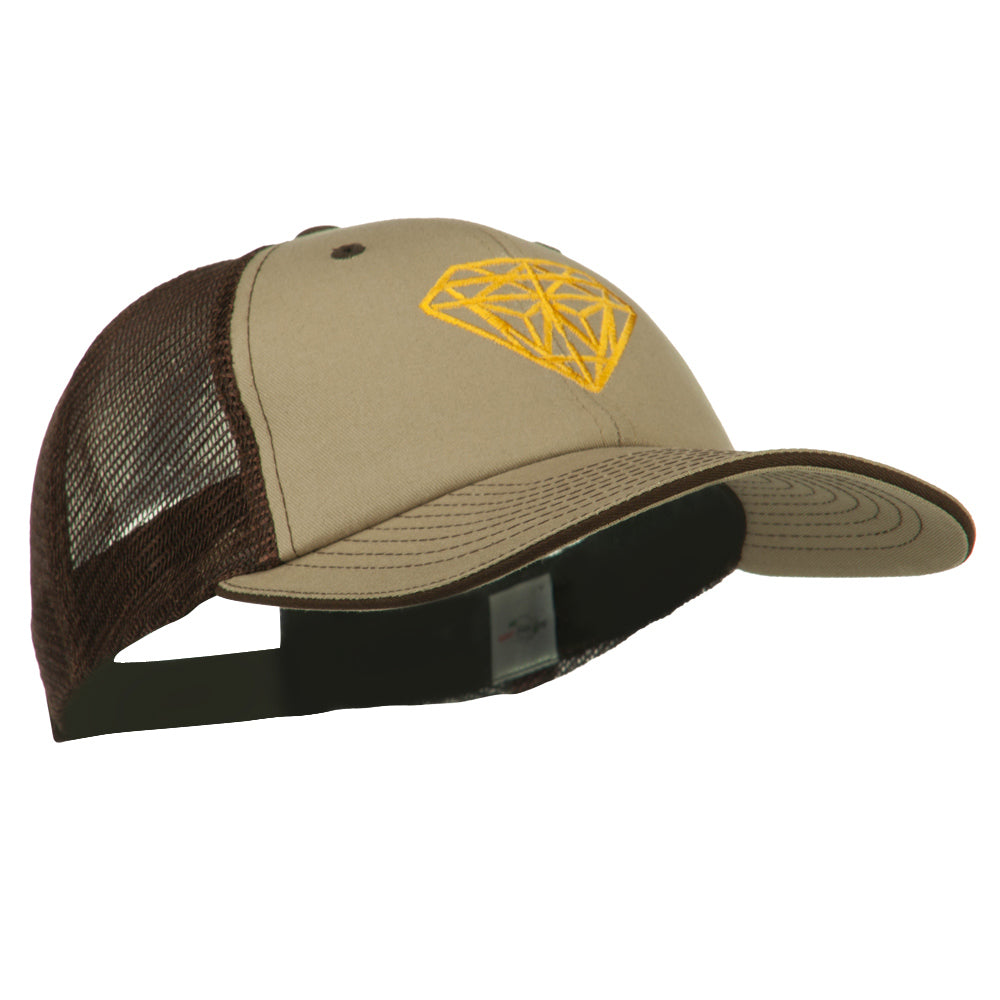 Diamond Outline Embroidered Big Size Washed Mesh Cap