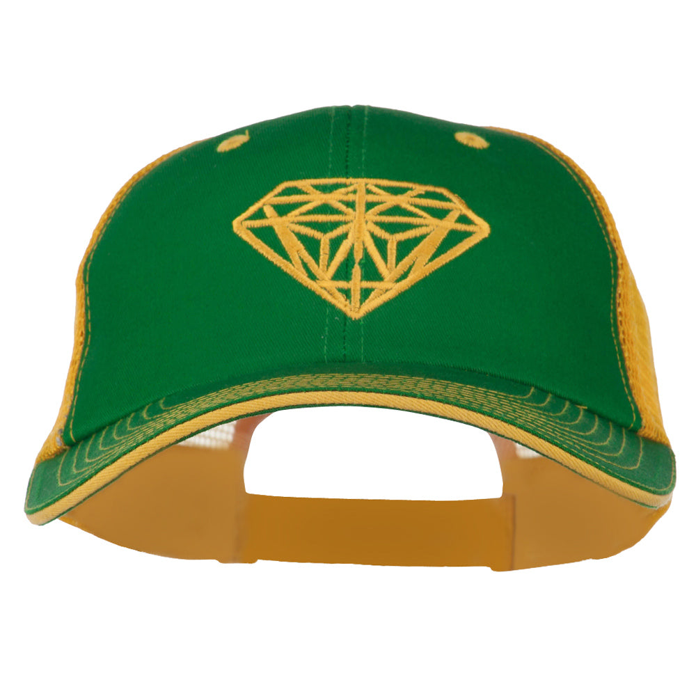 Diamond Outline Embroidered Big Size Washed Mesh Cap