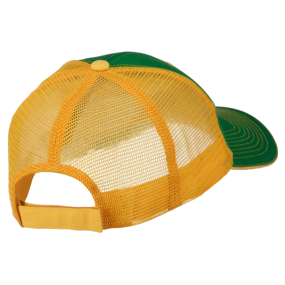 Diamond Outline Embroidered Big Size Washed Mesh Cap