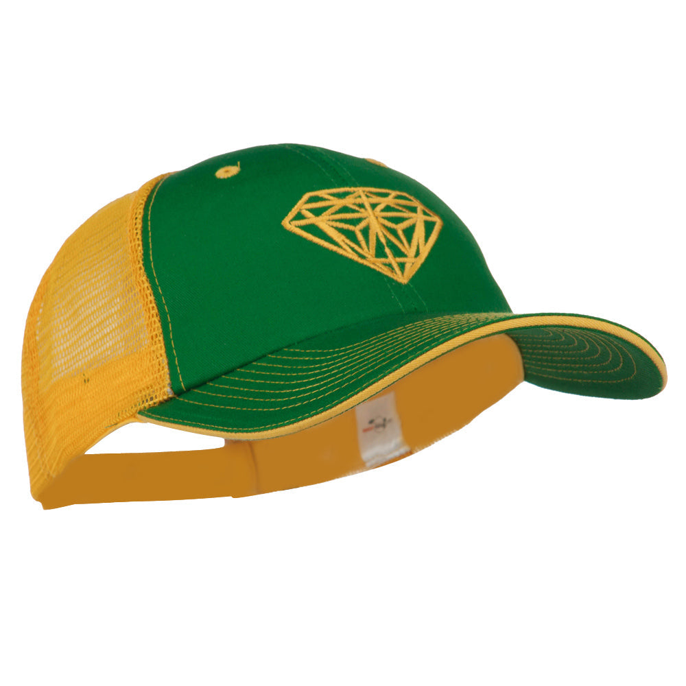 Diamond Outline Embroidered Big Size Washed Mesh Cap