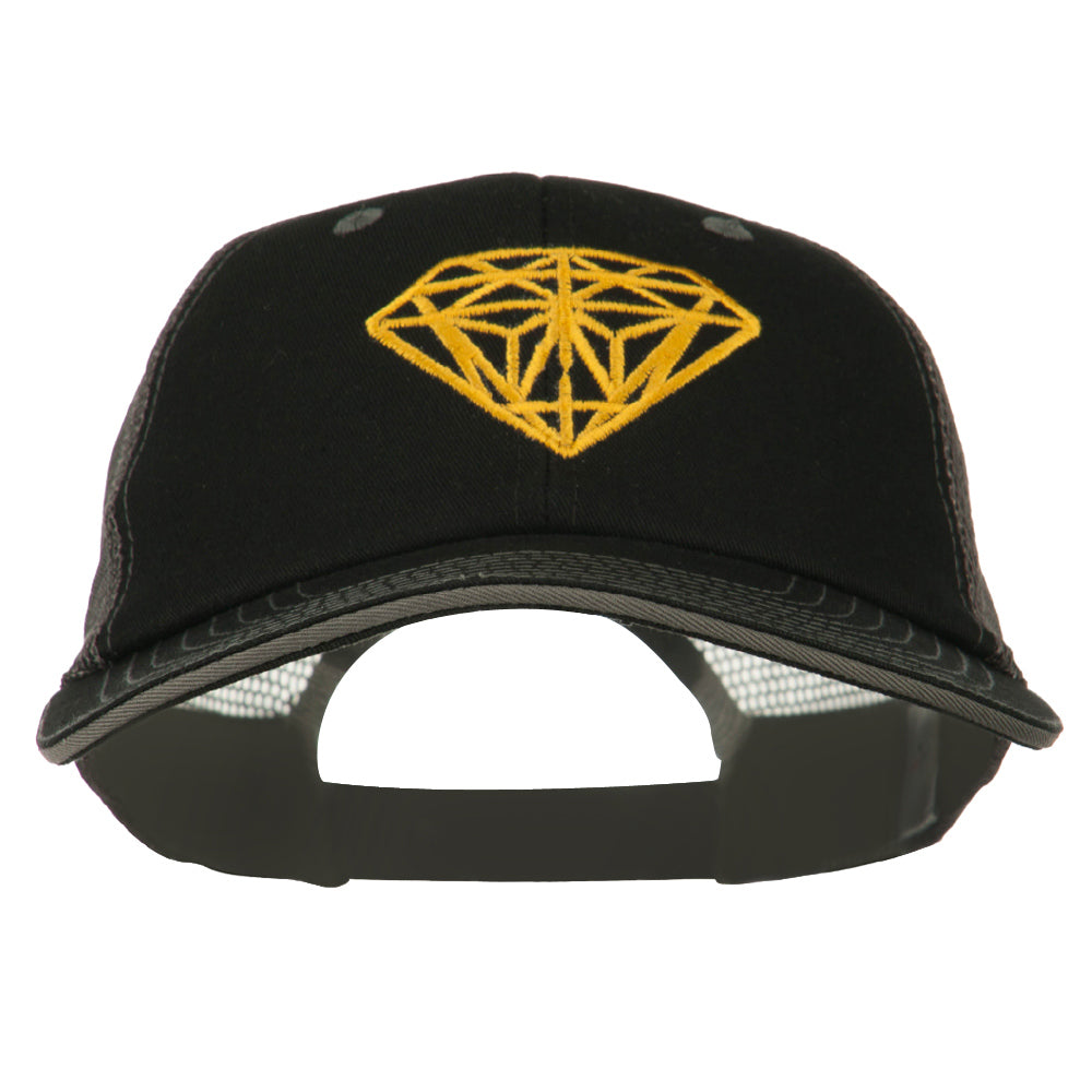 Diamond Outline Embroidered Big Size Washed Mesh Cap