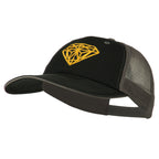 Diamond Outline Embroidered Big Size Washed Mesh Cap