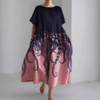 3D Digital-Print Short-Sleeve Casual Dress