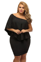 Plus size  Dressing Layered Fiery Red Mini Poncho Dress