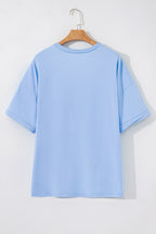 Myosotis Loose Half Sleeve Hi Low Hem T Shirt