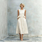 Women's Sleeveless High-Waist Ruffle Trim Maxi Dress