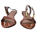 Coutgo Womens Size 9 Dark Brown 2" Low Kitten Heel Ankle Strap Open Toe Shoes