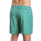 Men’s Premium Compression-Lined Hybrid Shorts – Deco Maze-Key Lime