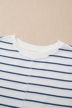 Sail Blue Casual Striped Tee and Wide Leg Pants Set