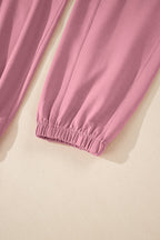 Light Pink Lace-up Elastic Waist Sleeveless Square Neck Jumpsuit